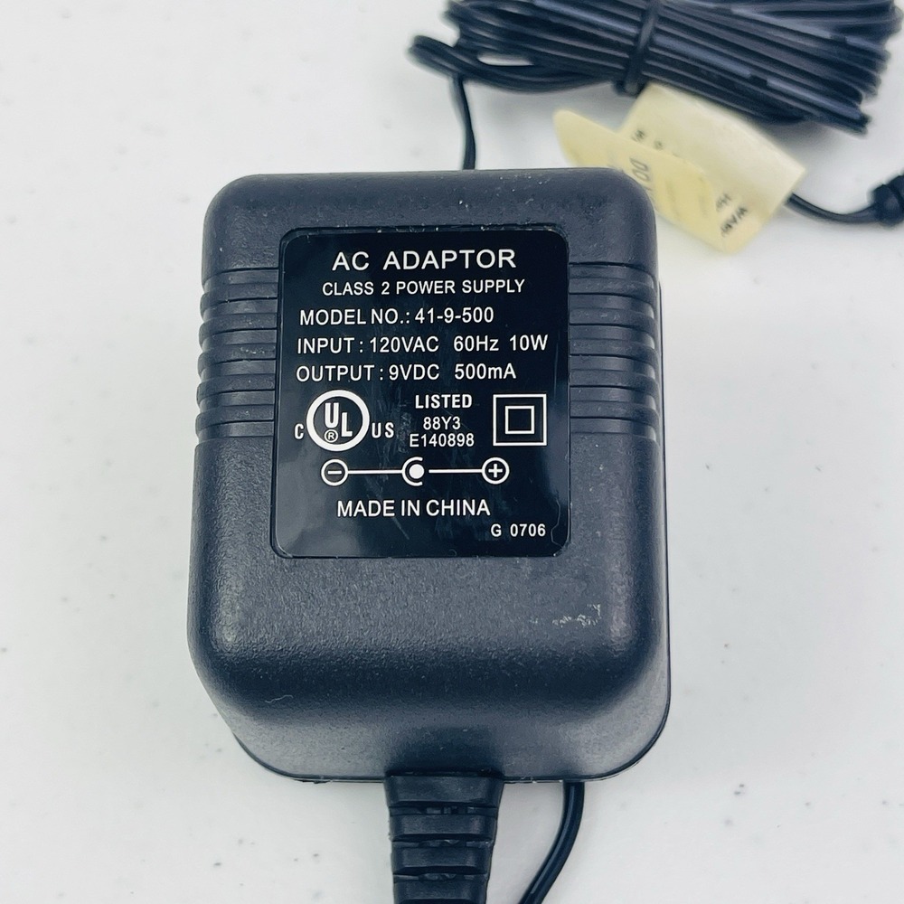 AC Adapter Class 2 Power Supply Output 9 VDC Plug Charger Black